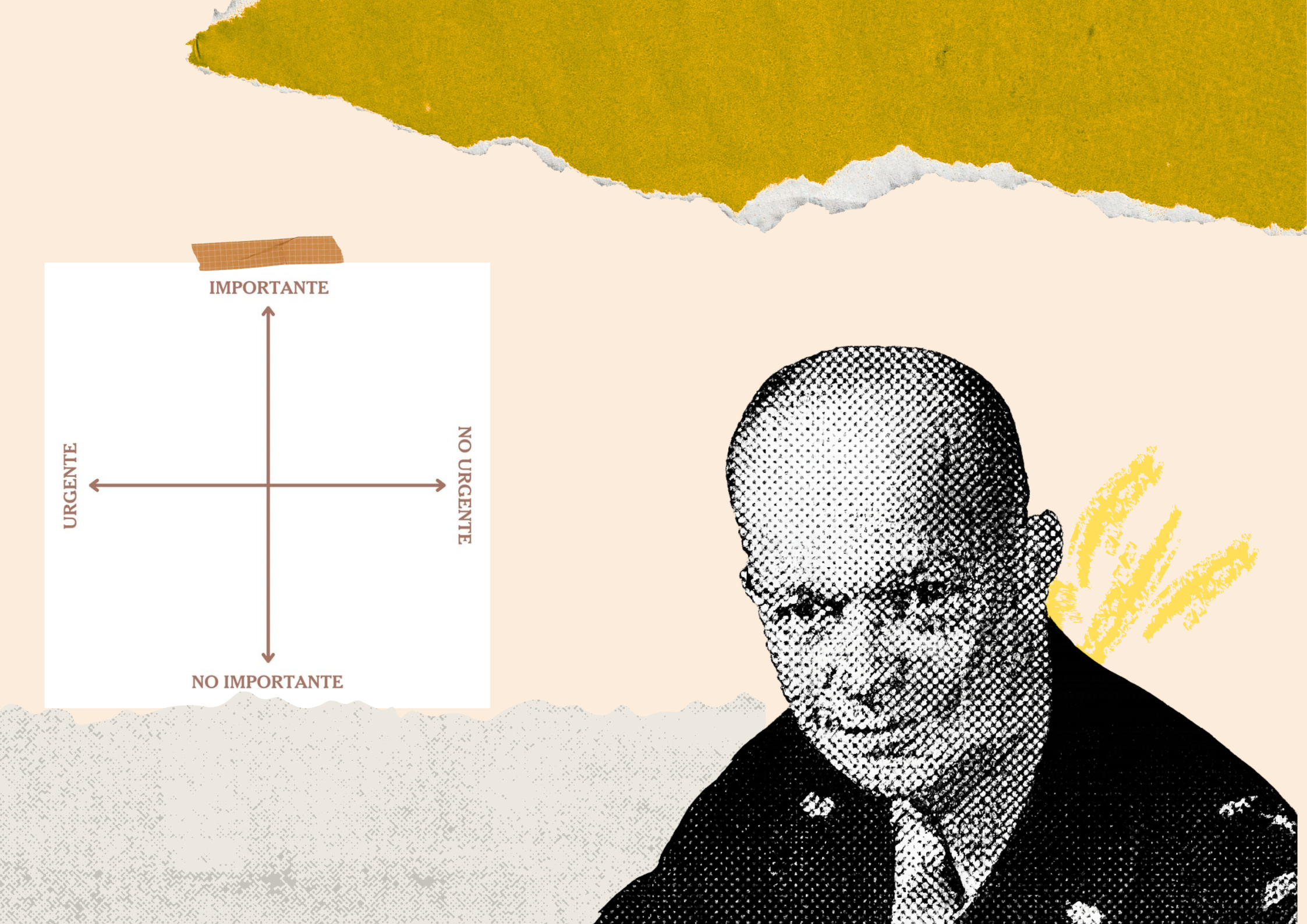 Colagem com a imagem de Eisenhower e um exemplo de sua matriz